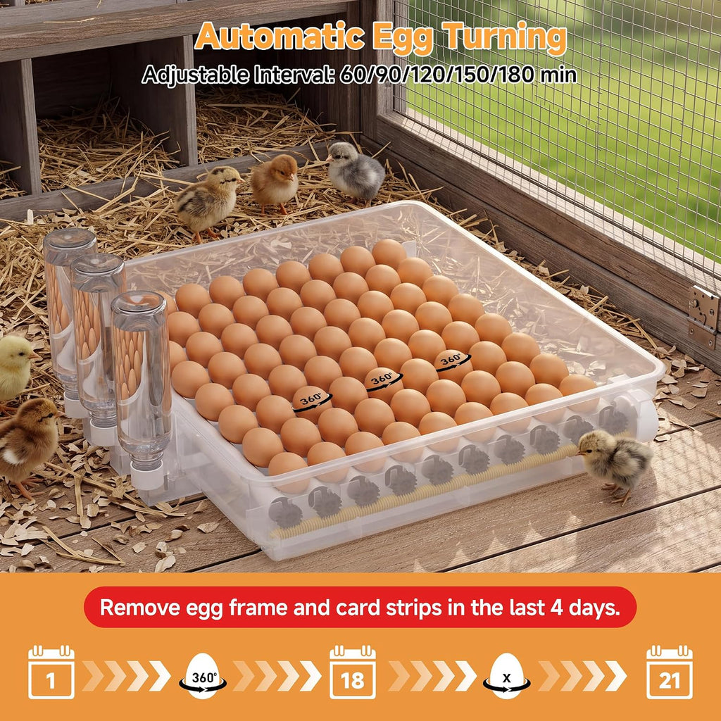 144 Egg Incubator for Hatching Eggs, Auto Temp Humidity Turning for Chicken