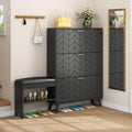 Loomie Shoe Cabinet w/3 Flip Drawers, Shoe Storage Cabinet w/Bench for Entryway, Freestanding Narrow Hidden Shoe Rack Organizer