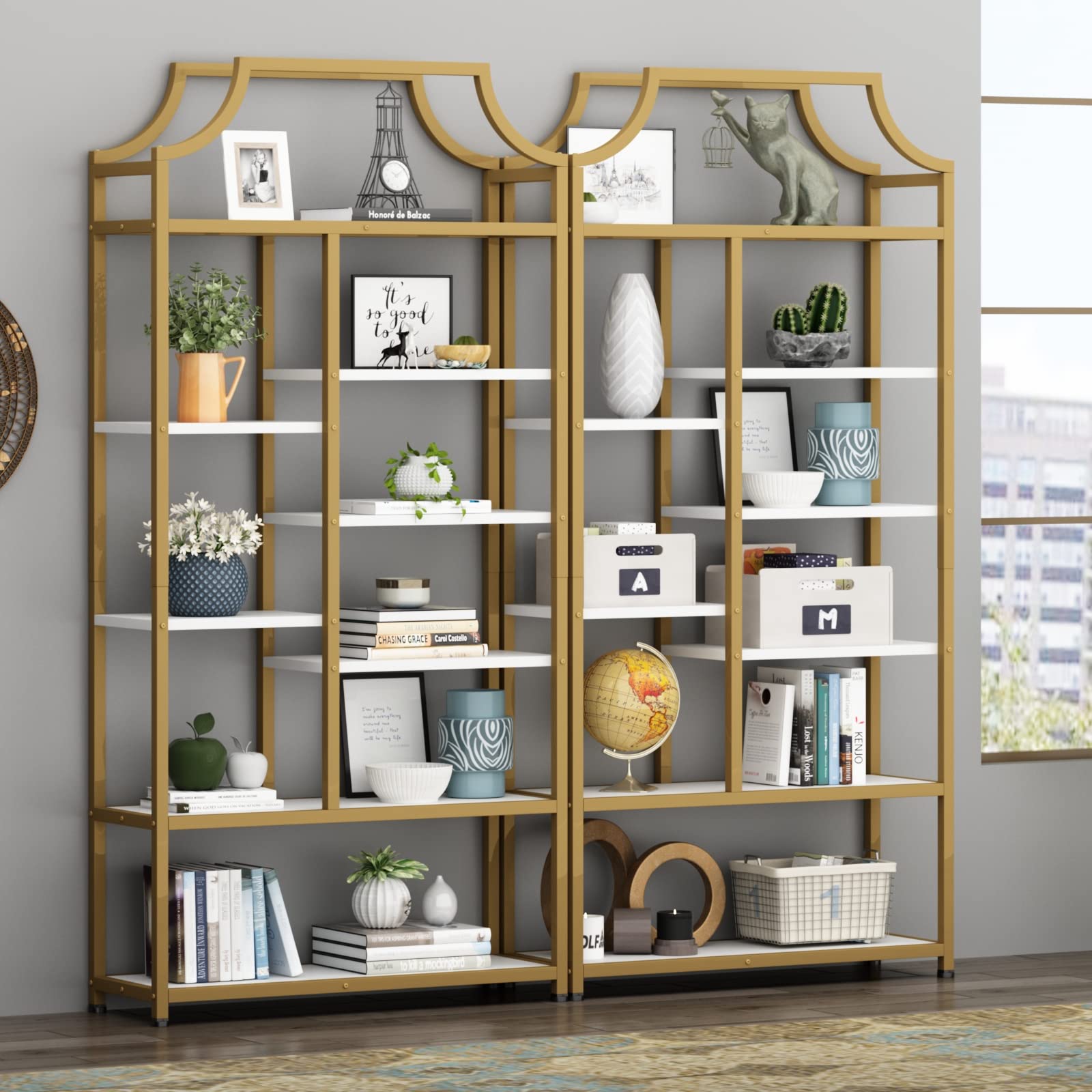 Loomie 8-Open Shelf Bookshelf Tall Storage Display Modern Open Book Case