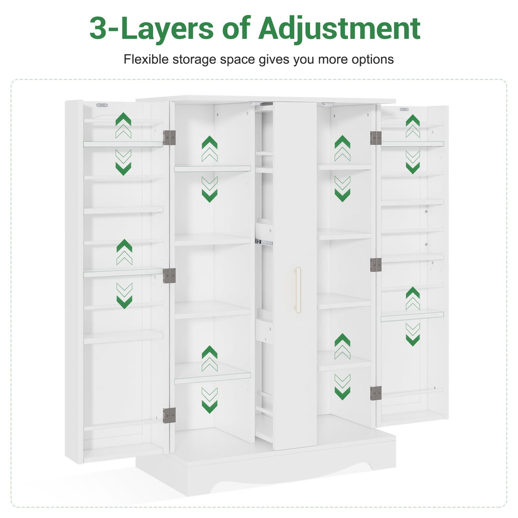 SAUDISM 47" Kitchen Pantry Cabinet with Drawer, Storage Cabinet with Adjustable Shelves