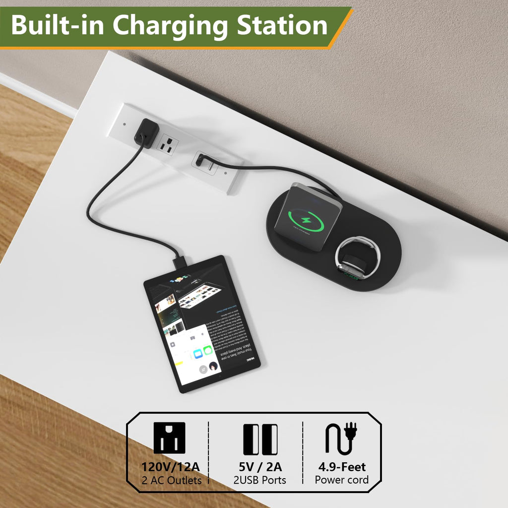Loomie 6 Drawers Dresser with 6 Open Storage Cubbies, LED Dressers & Chests of Drawers with Power Outlet