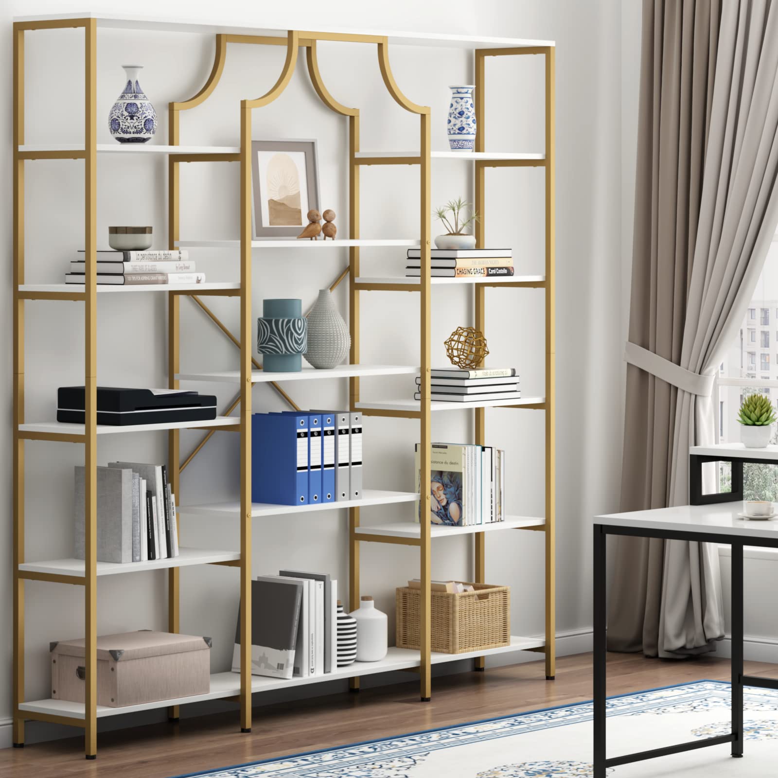 Loomie 8-Open Shelf Bookshelf Tall Storage Display Modern Open Book Case