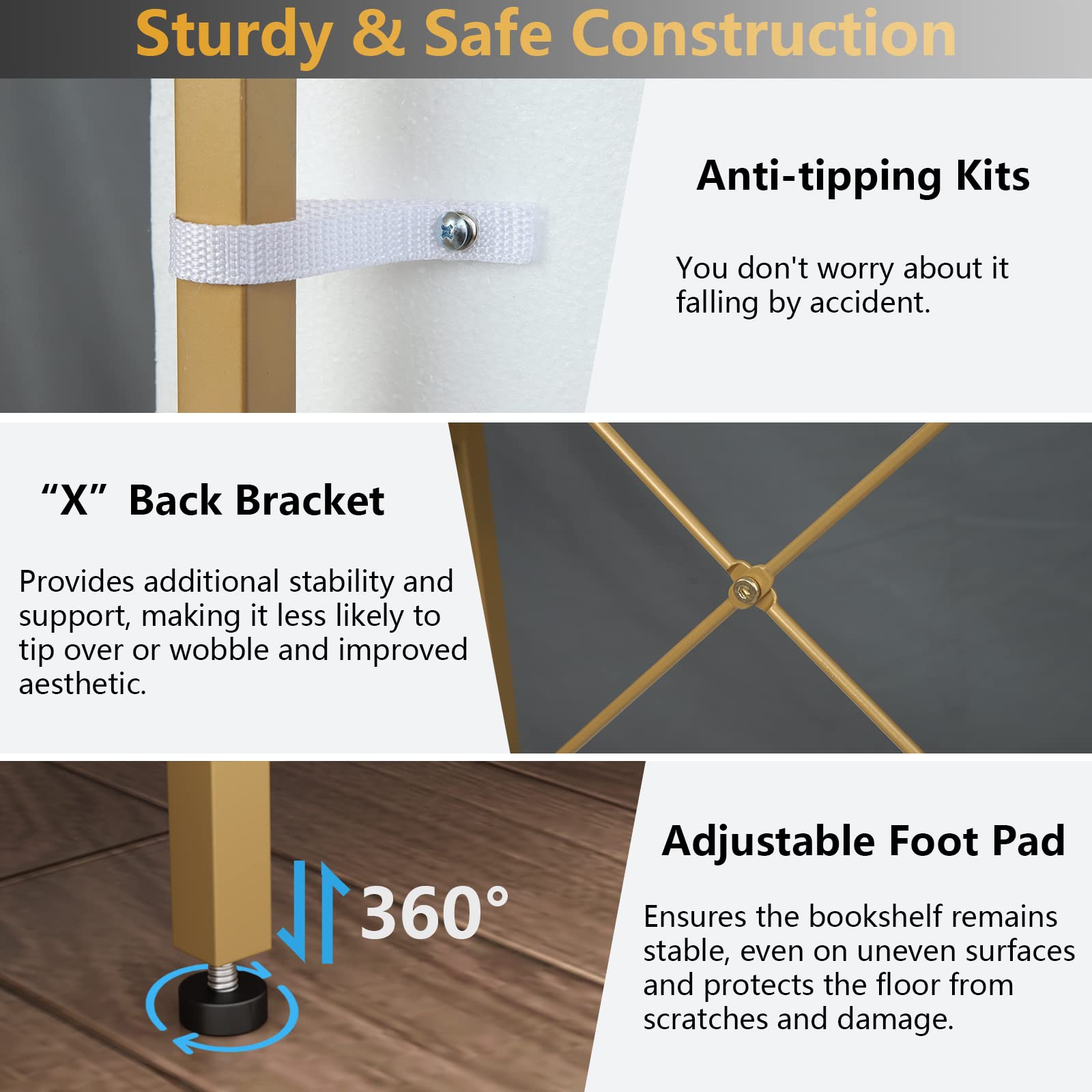 Loomie 8-Open Shelf Bookshelf Tall Storage Display Modern Open Book Case