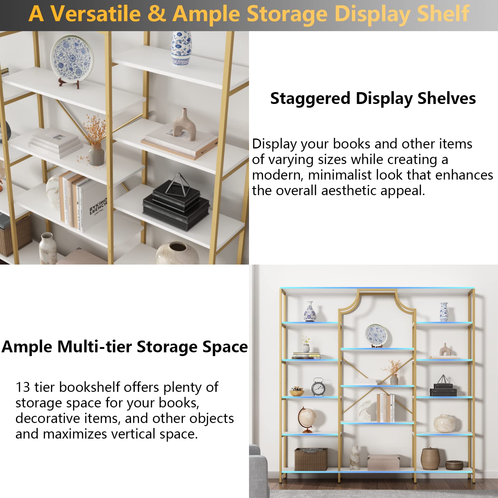 Loomie 8-Open Shelf Bookshelf Tall Storage Display Modern Open Book Case