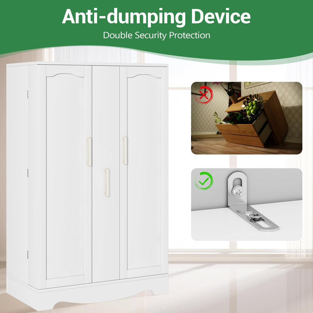 SAUDISM 47" Kitchen Pantry Cabinet with Drawer, Storage Cabinet with Adjustable Shelves